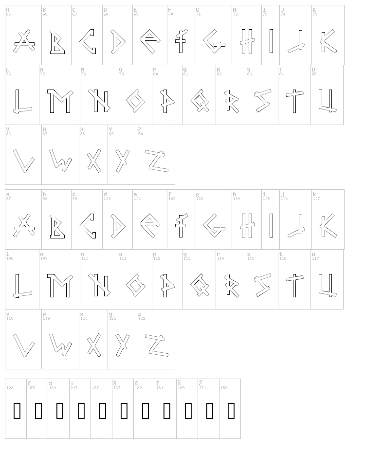 Brabbel Blocks font map